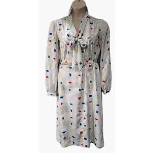 R & K Original Womens Shirt Dress Belted Multicolor Size 14 Vintage 1960s